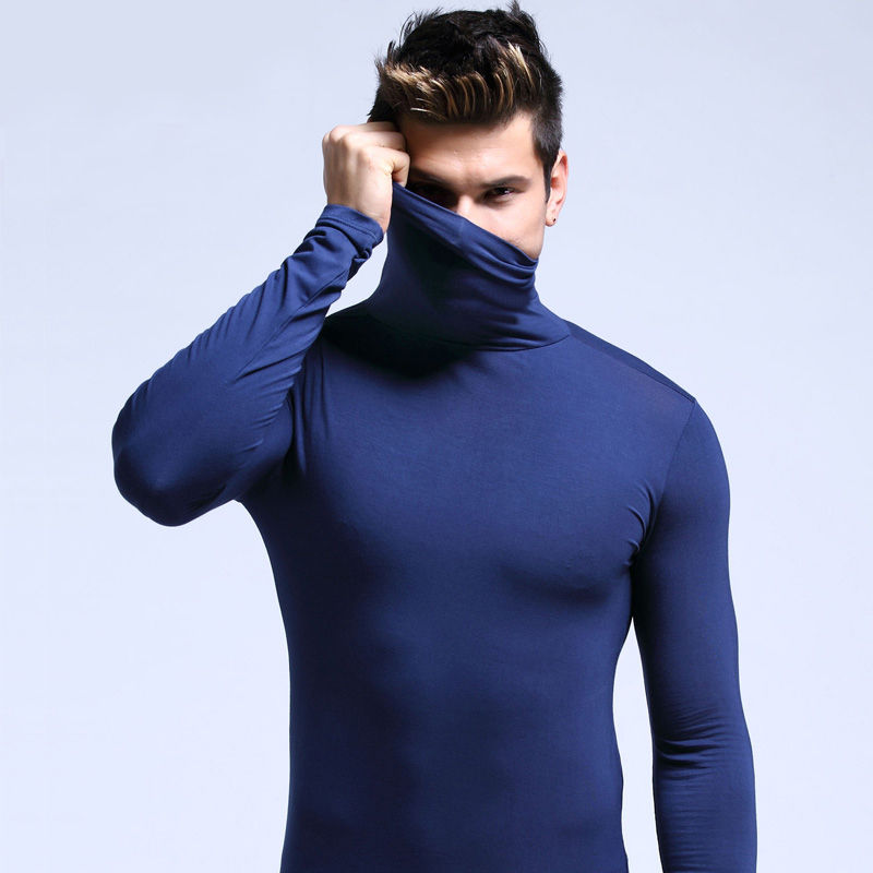Thumbnail: Men's thermal underwear in turtleneck lapel autumn thin Modal autumn and winter 