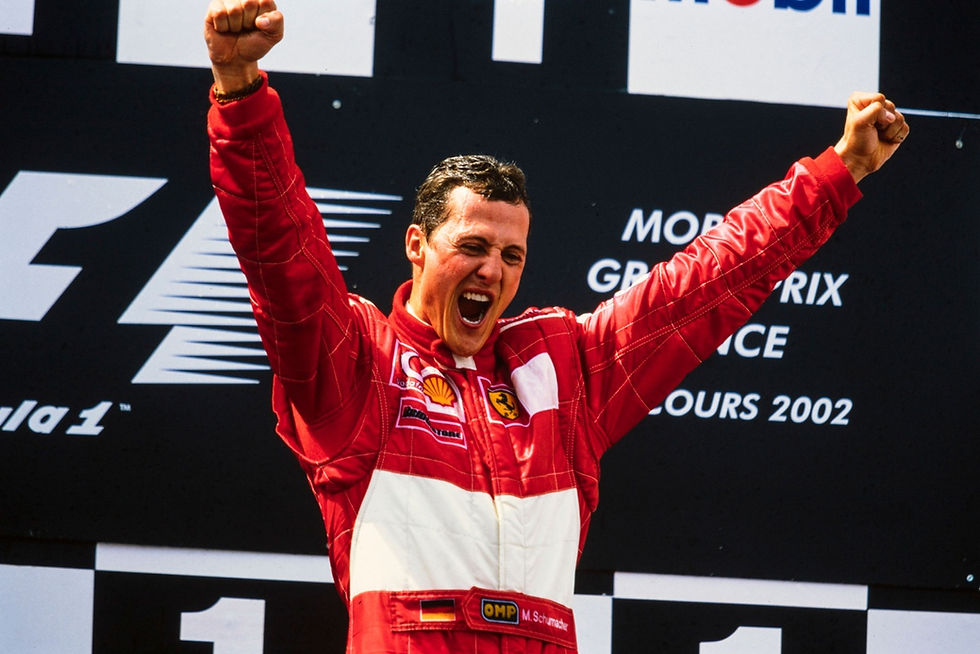 Michael Schumacher celebra su título.