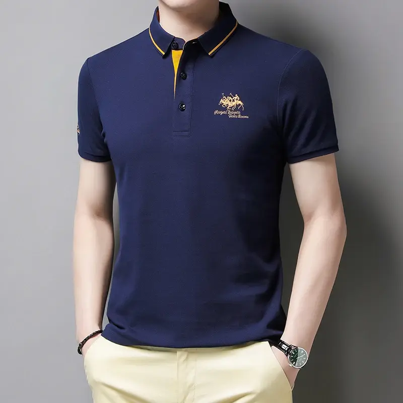 Thumbnail: Men's Embroidered Casual Fashion Short Sleeved POLO Shirt Summer Comfortable Top