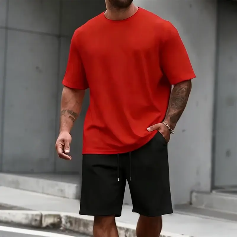 Thumbnail: 2026 Hot Sale Men's Tracksuit Cotton T-shirt and Sports Shorts Summer Male Daily