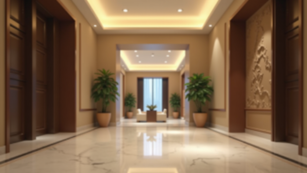 Close-up view of luxury hotel lobby interior showcasing elegant design
