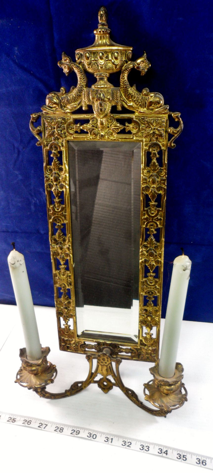 19th Century Brass Dolphin Mirror Sconce
