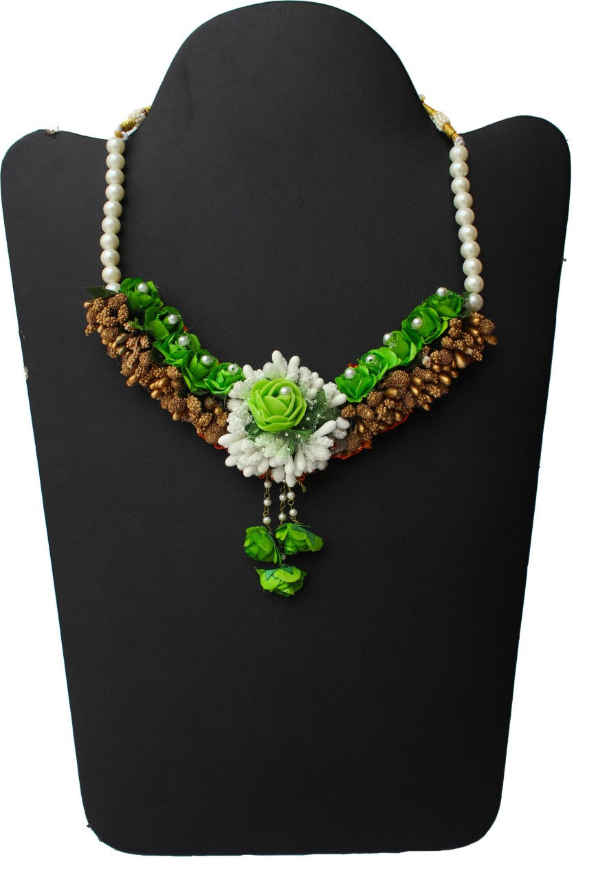 Thumbnail: Green Floral jewellery set