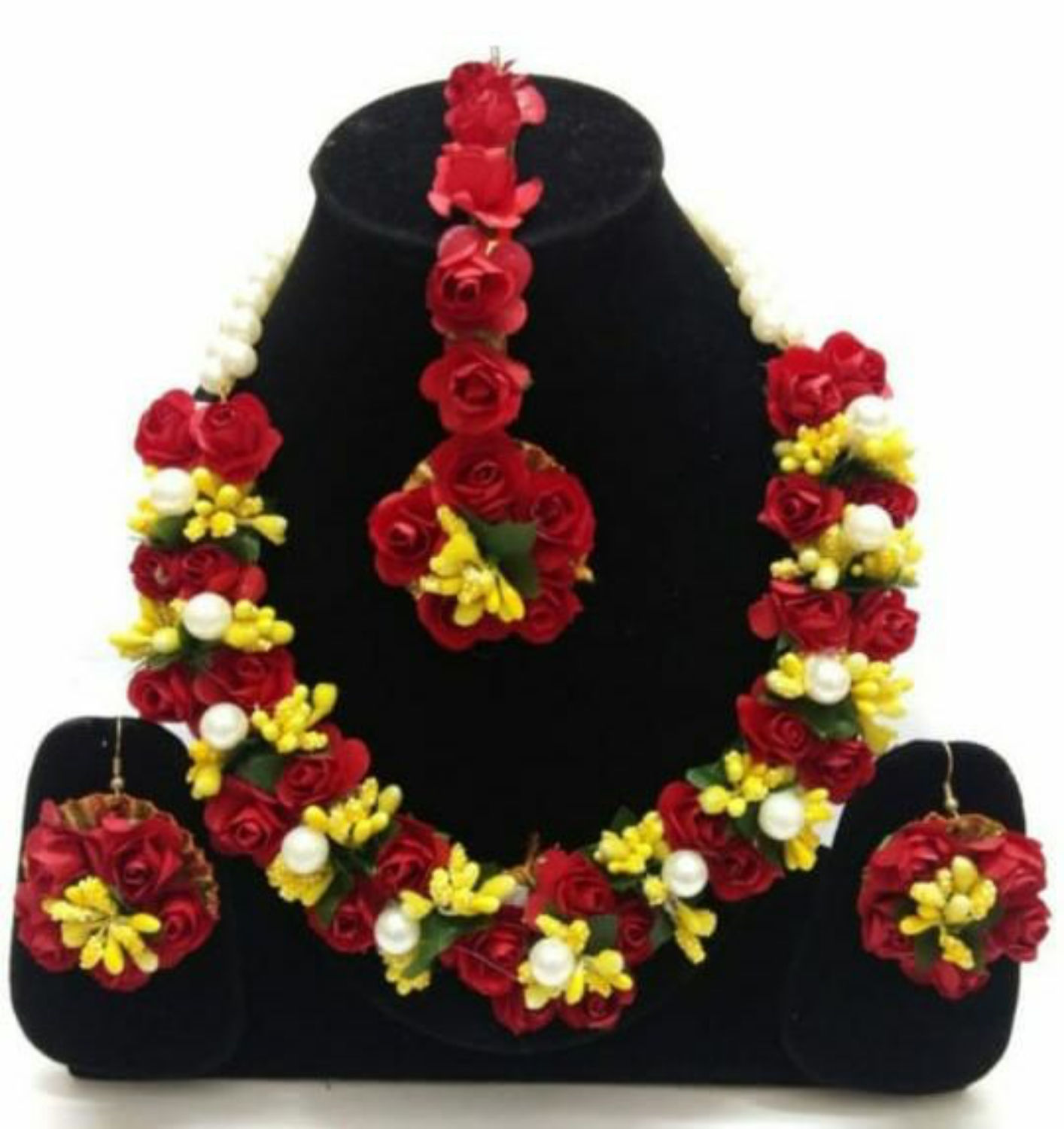 Artificial red yellow flower Jewellery