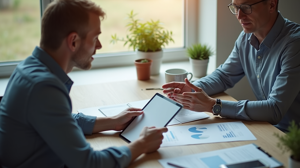 Close-up view of a financial advisor discussing retirement plans with a client