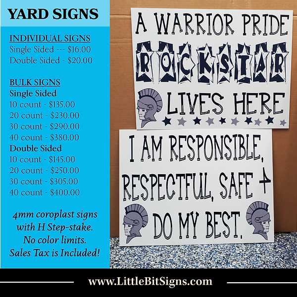 Yard Sign Pricing 7-2025