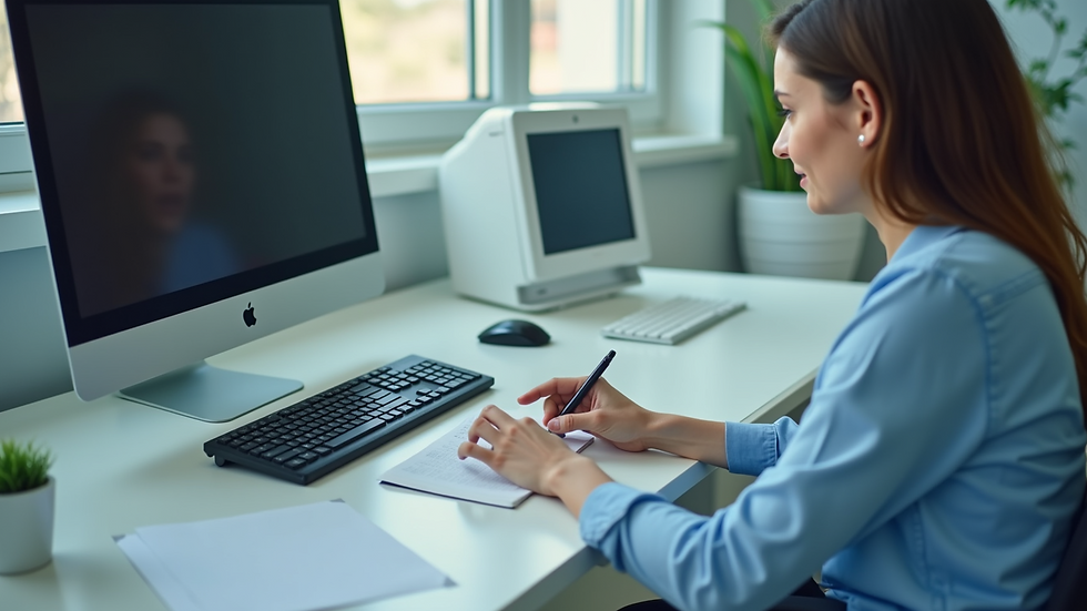 High angle view of fingerprinting equipment at a local background check center