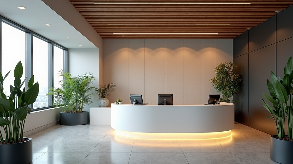 Eye-level view of PCB Notary Works office reception area