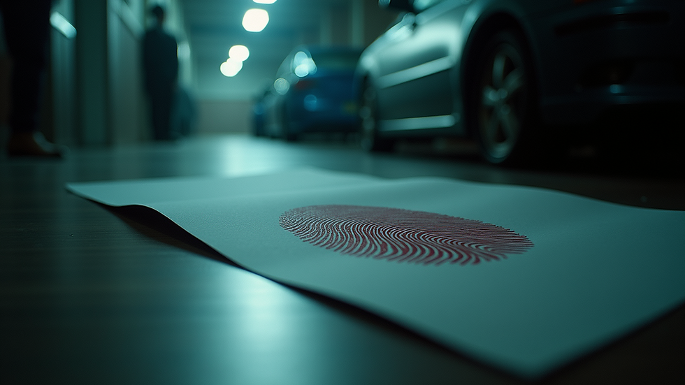 High angle view of a fingerprint on a crime scene