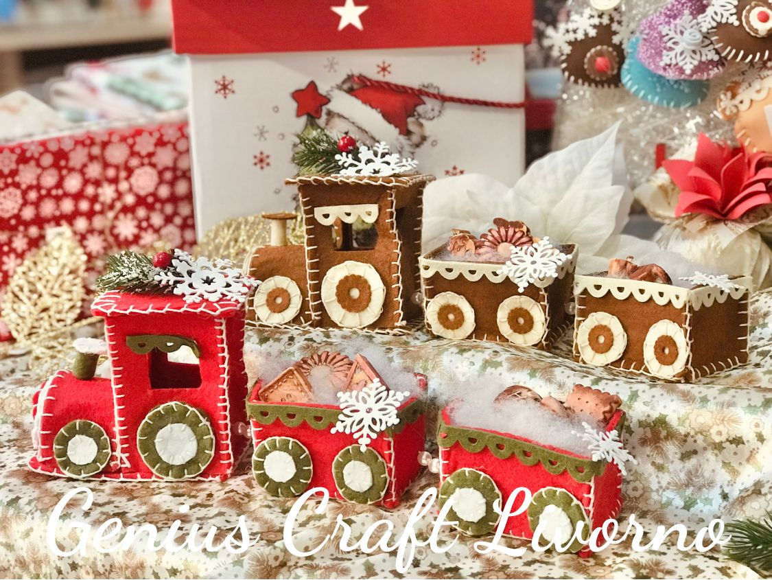 KIT "TRENINO DI NATALE" CON CARTAMODELLO E TUTORIAL ILLUSTRATO A COLORI