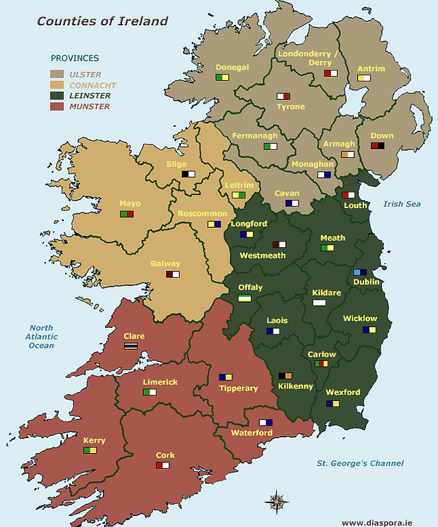 Kings County Ireland Map Online Records By County | Irish Family Detective