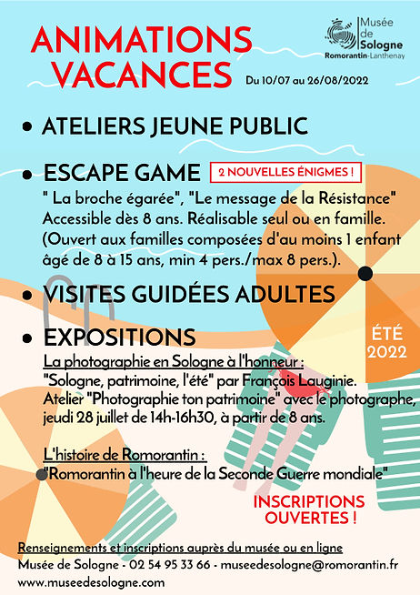 Animations vacances d'été au Musée de Sologne