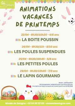 Animations vacances de printemps - Musée de Sologne