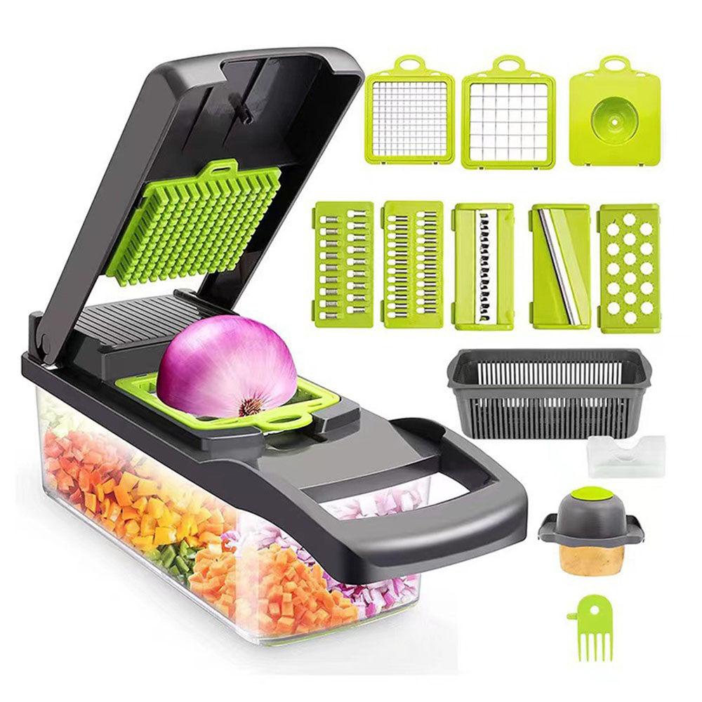 12-in-1 Vegetable Chopper & Mandoline Slicer – Multi-Blade Food Cutter 