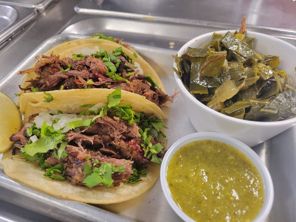 Brisket Tacos and Collards
