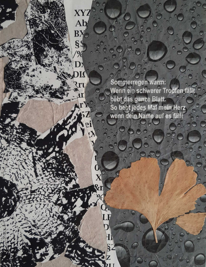Collage "Liebesgedicht – Sommerregen" von Künstler Wolfgang Friedwagner