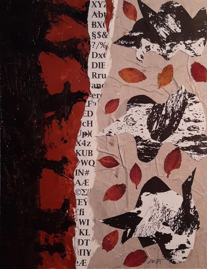 Collage "Vogelflug" von Künstler Wolfgang Friedwagner