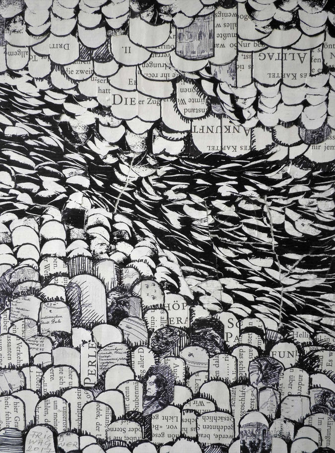 Collage "Der Fluss" von Künstler Wolfgang Friedwagner