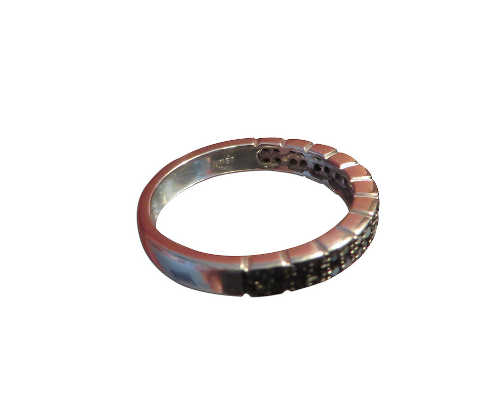 Thumbnail: 925 Sterling Silver Black Diamond Ring Bridal Set Engagement Wedding