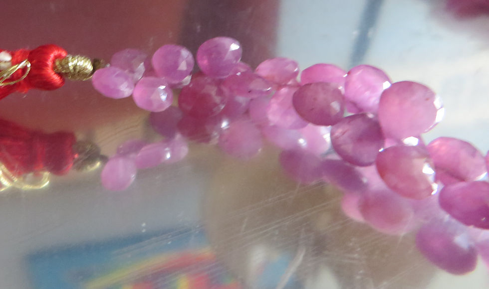 Thumbnail: 150 Carats Natural Pink Sapphire Briolette Gemstone Beads Strand Africa