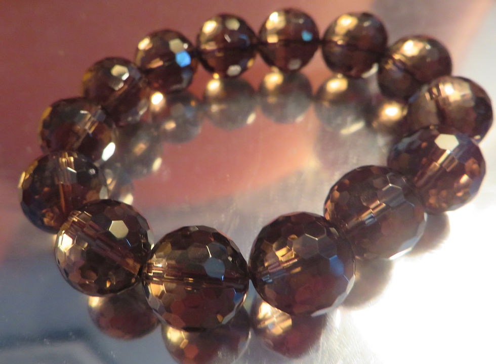 Thumbnail: 245 Carats Smoky Quartz Bracelet Faceted Brown Beaded