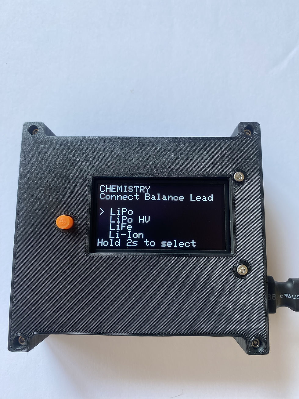 Thumbnail: Battery Guardian chemistry selection menu for LiPo, LiPo HV, LiFe and Li-Ion