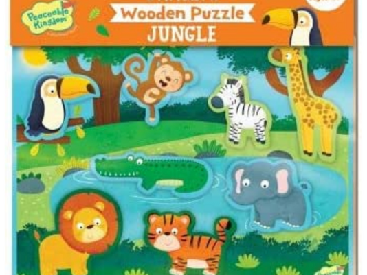 Peaceable Kingdom My First Wooden Puzzles Jungle Animals, Alphabet,