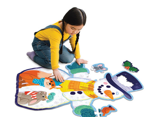 Peaceable Kingdom Shimmery Snowman Floor Puzzle and Shimmery Christmas Tree Floor Puzzle