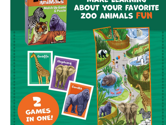 Peaceable Kingdom Puzzle and Match Up Games: Zoo Animals, Opposites