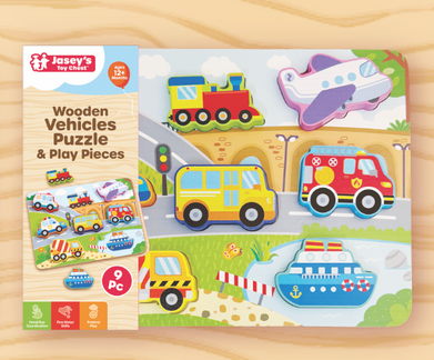 Jasey's Toy Chest Wooden Vehicles Puzzle & Play Pieces