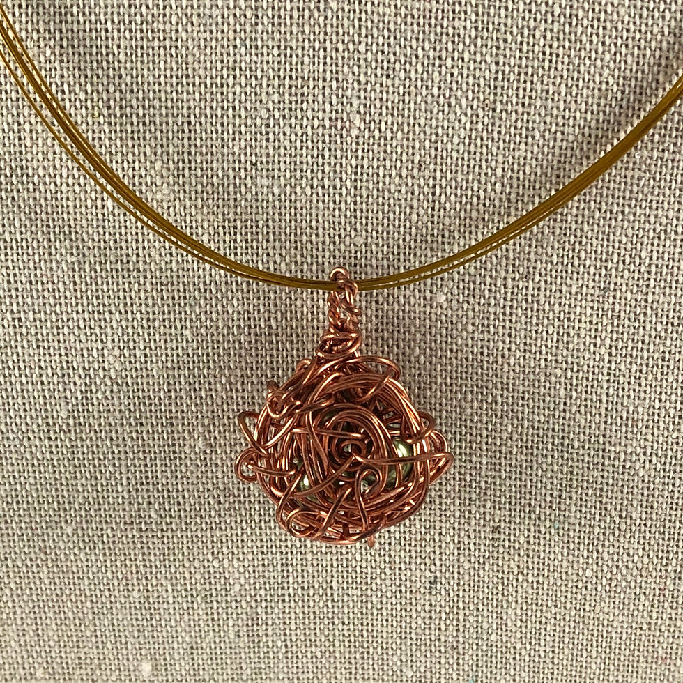 Thumbnail: Green Egg - Birds Nest Necklace