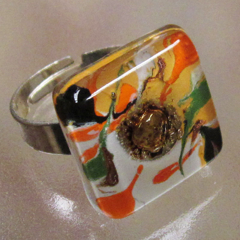 Thumbnail: Fused Glass Small Square Ring