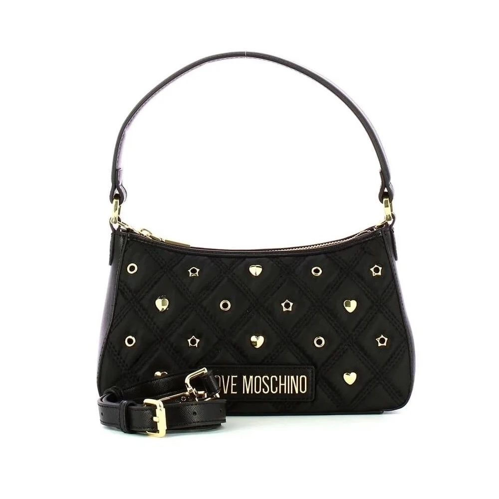 Love Moschino Chic Nylon Crossbody Bag with Silver Accents