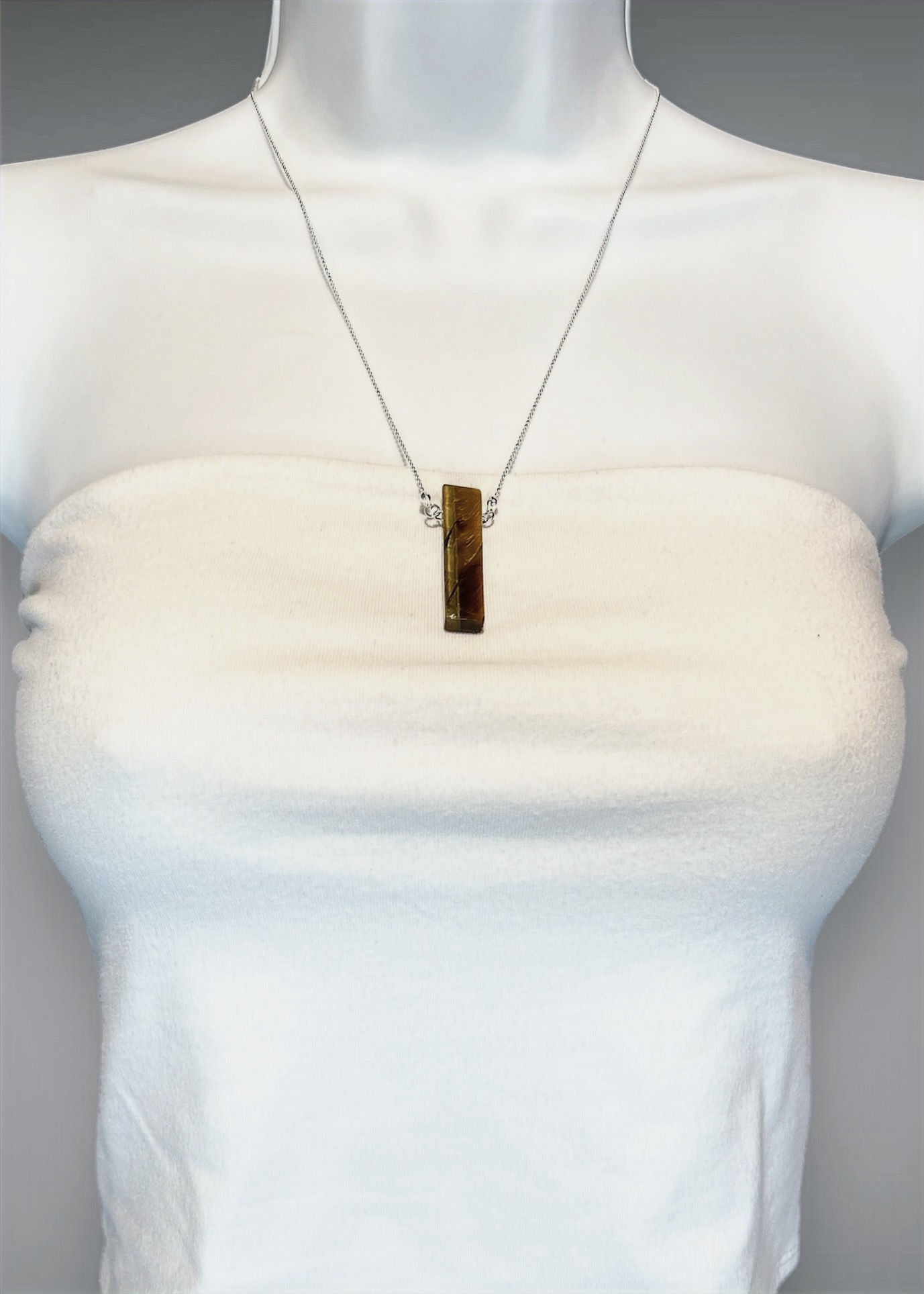 Tiger Eye stick pendant necklace