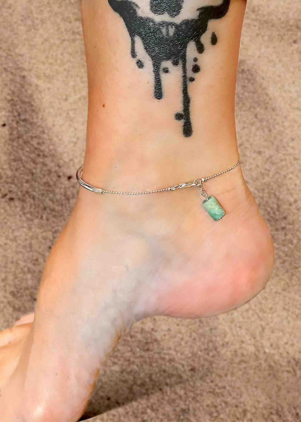 Thumbnail: 925 Sterling Silver drop-crystal Anklet