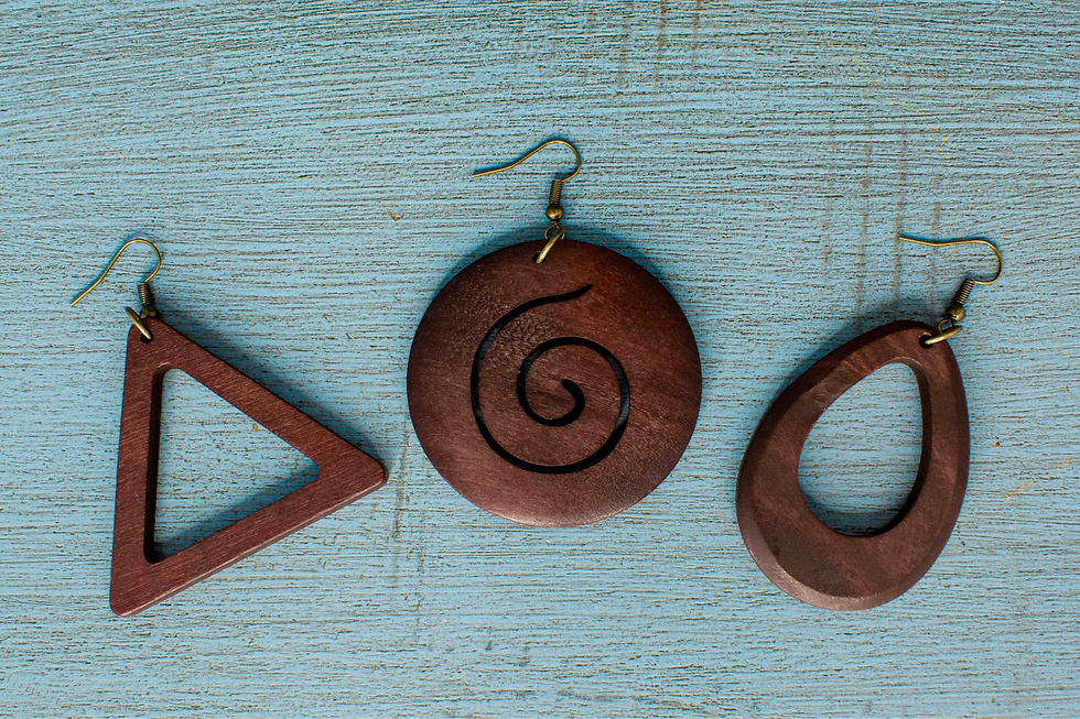 Handcarved Chesnut Wood Drop Earrings