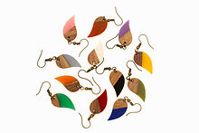 Teardrop resin and wood earrings.