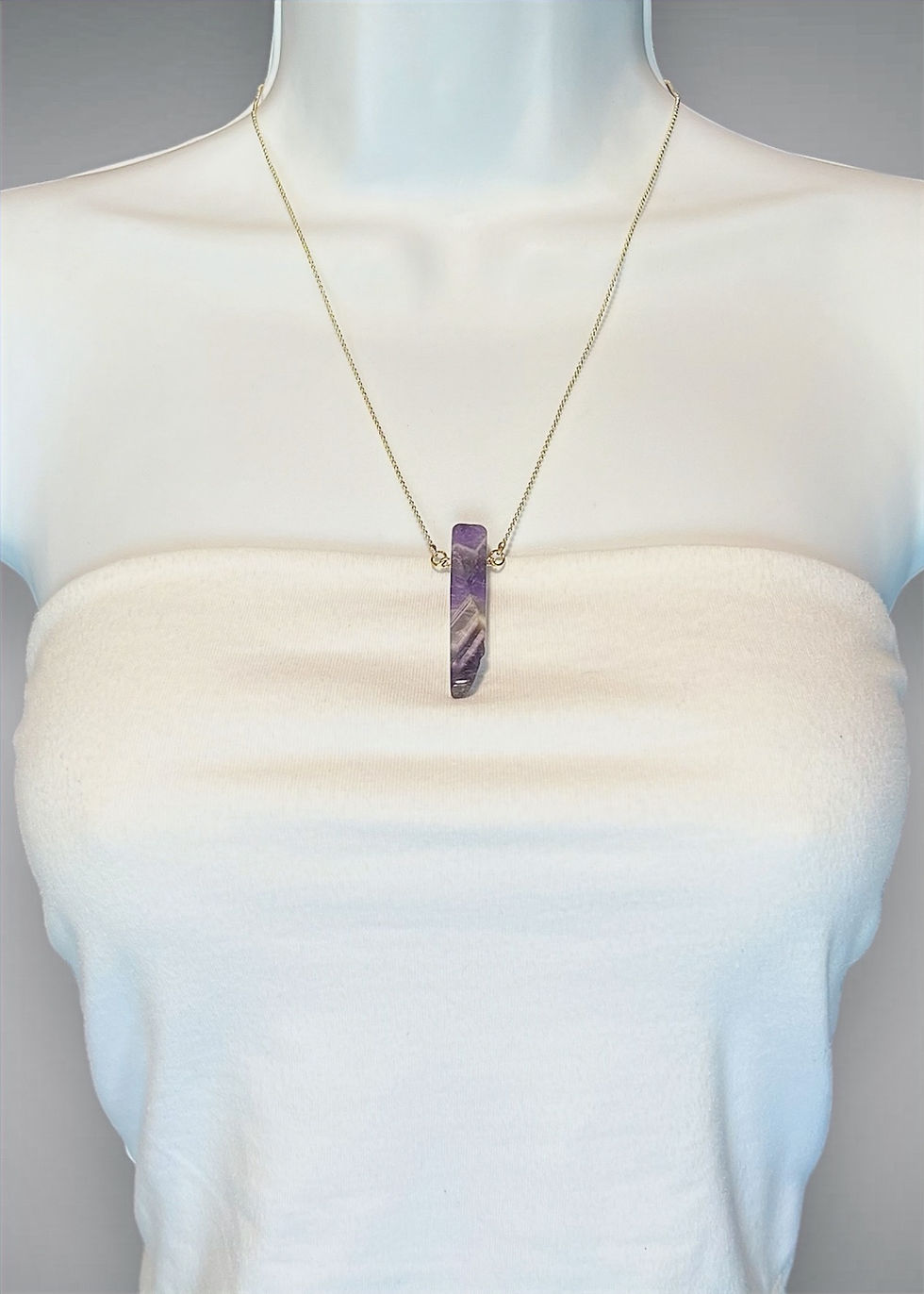 Amethyst stick pendant necklace