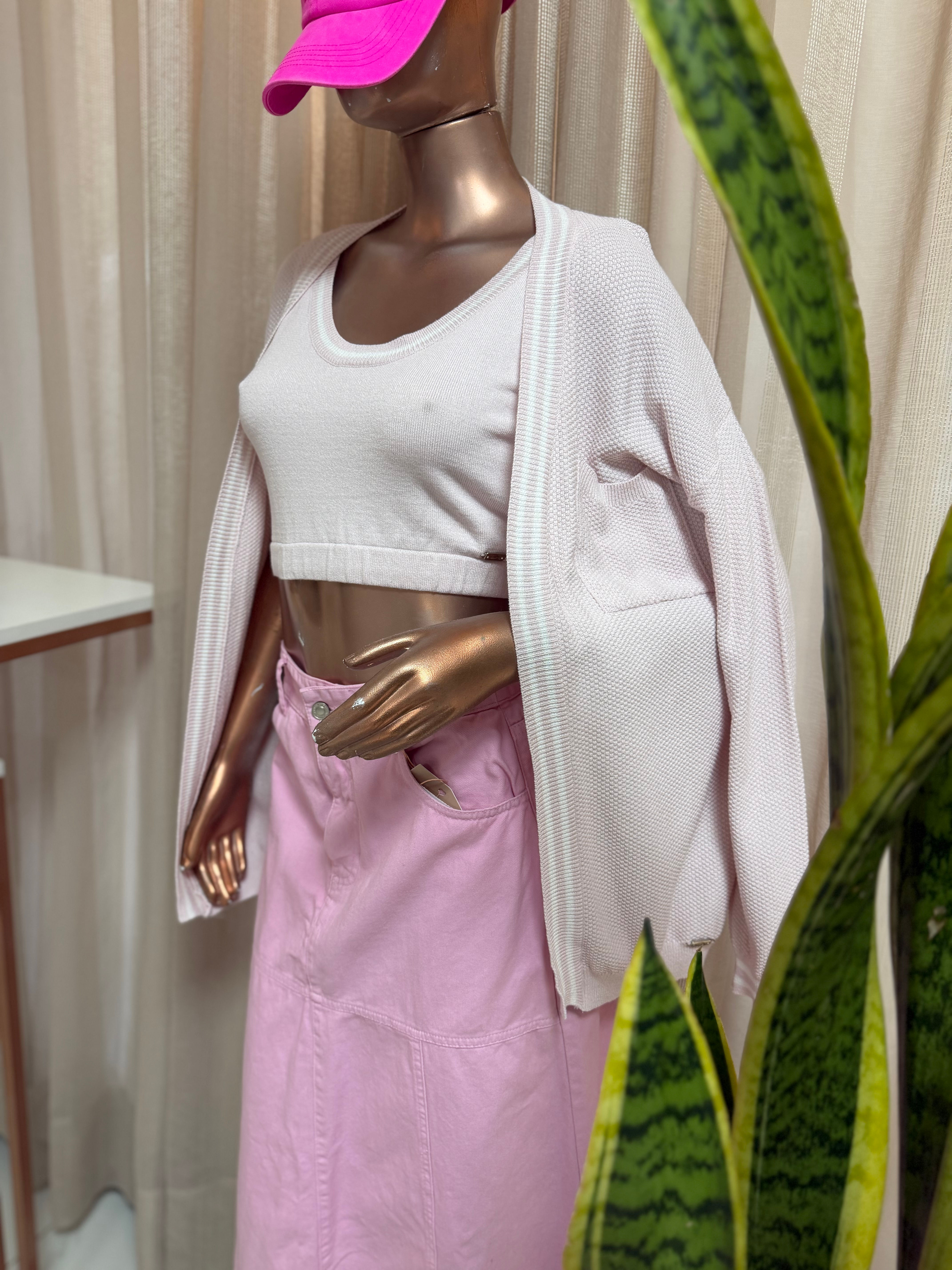 Cropped + Casaco Malhas Cida 