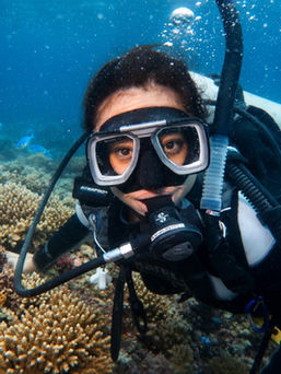 First time scuba diver enjoying dive experience in Anilao Batangas