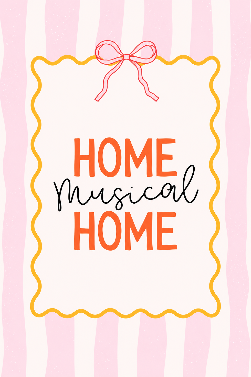 Home Musical Home art print on pink striped background