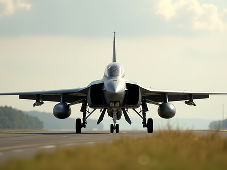 A military aircraft on display at an airshow