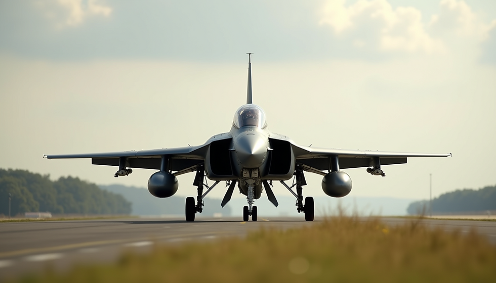 A military aircraft on display at an airshow