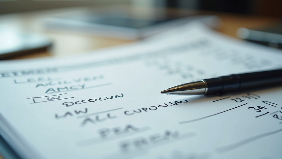 Close-up view of a financial ledger with handwritten notes