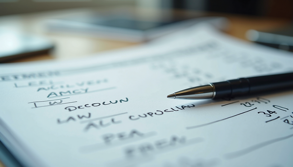 A financial ledger showing handwritten notes and calculations