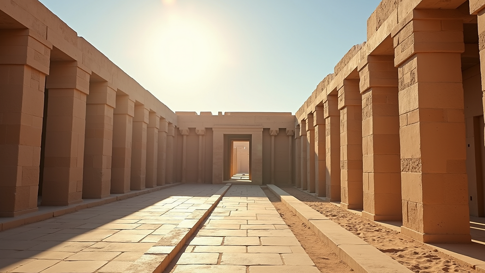 Eye-level view of an ancient Egyptian temple ruins