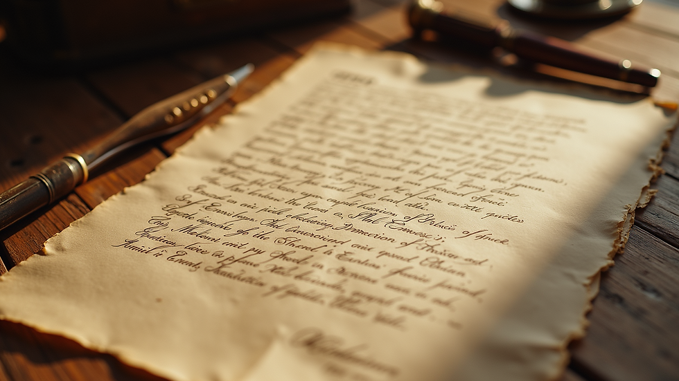 Eye-level view of a historical document with signatures