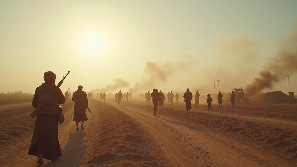 Wide angle view of a conflict-affected landscape