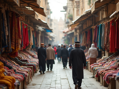 A vibrant market scene showcasing the cultural richness of Arab nations