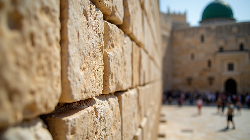 Eye-level view of the Western Wall in Jerusalem